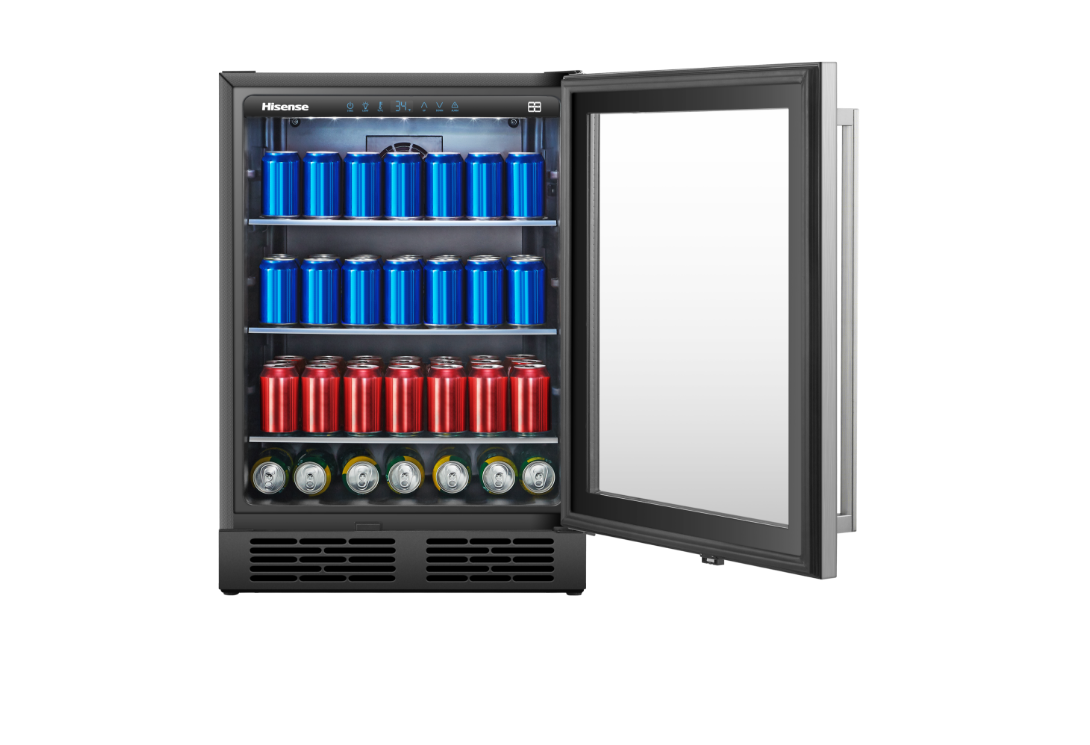 Hisense JC-138YB Can Beverage Cabinet - Front view Door Open