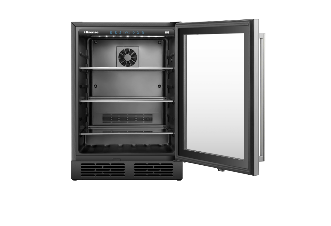 Hisense JC-138YB Can Beverage Cabinet - Side view Open Door